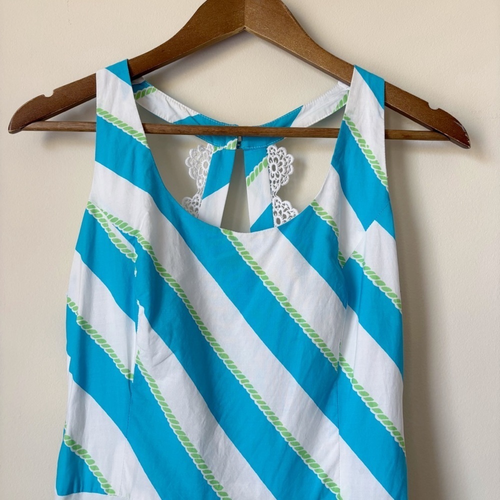 Lilly Pulitzer Zo Blue Roper Stripe Fit and Flare Dress Sz 6 - Picture 3 of 9